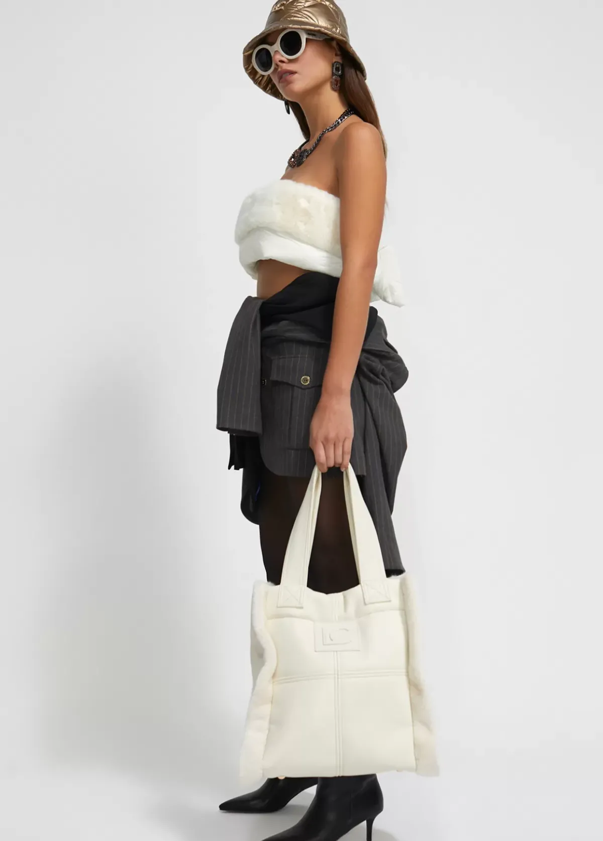 Outlet Shopper efecto piel y pelo Bolsos De Hombro|Bolsos Grandes