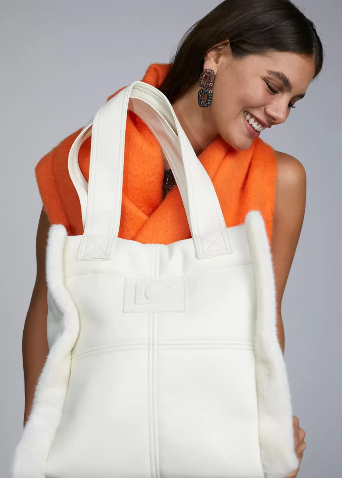 Outlet Shopper efecto piel y pelo Bolsos De Hombro|Bolsos Grandes