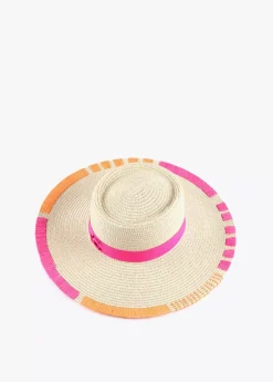 Clearance Sombrero efecto ráfia y bordados Accesorios|Baño