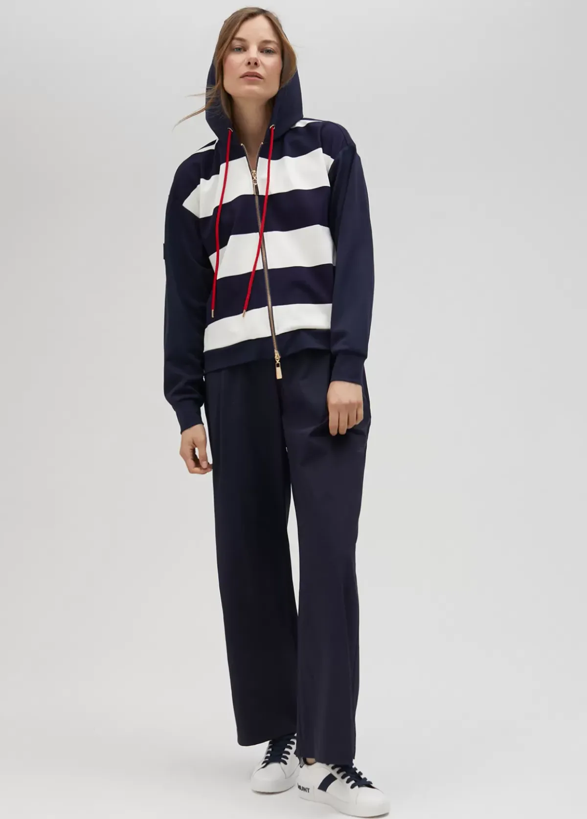 Outlet Sudadera rayas bicolor con cierre frontal - Lola Casademunt Sudaderas