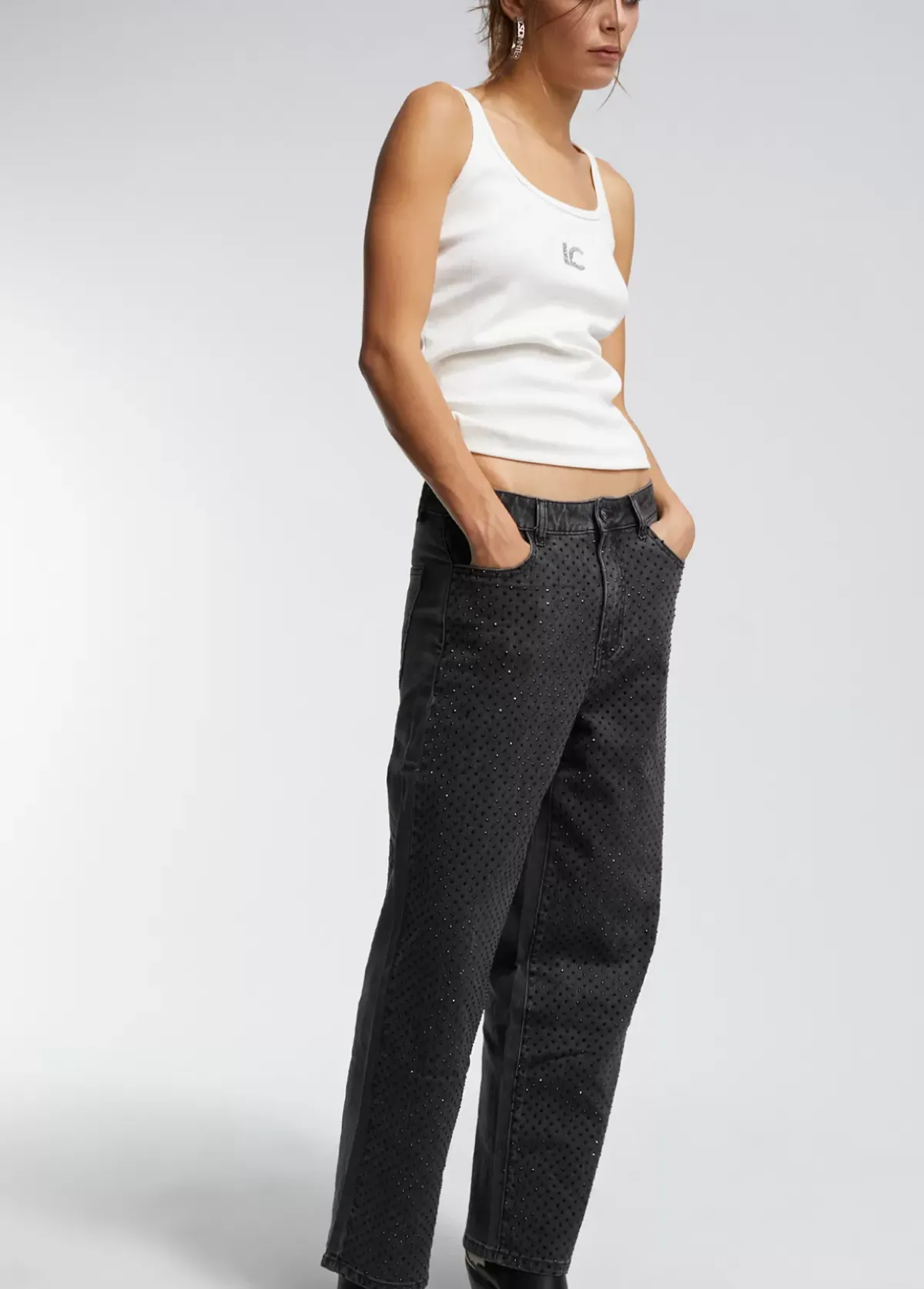 Hot Tejano detalle strass Pantalones