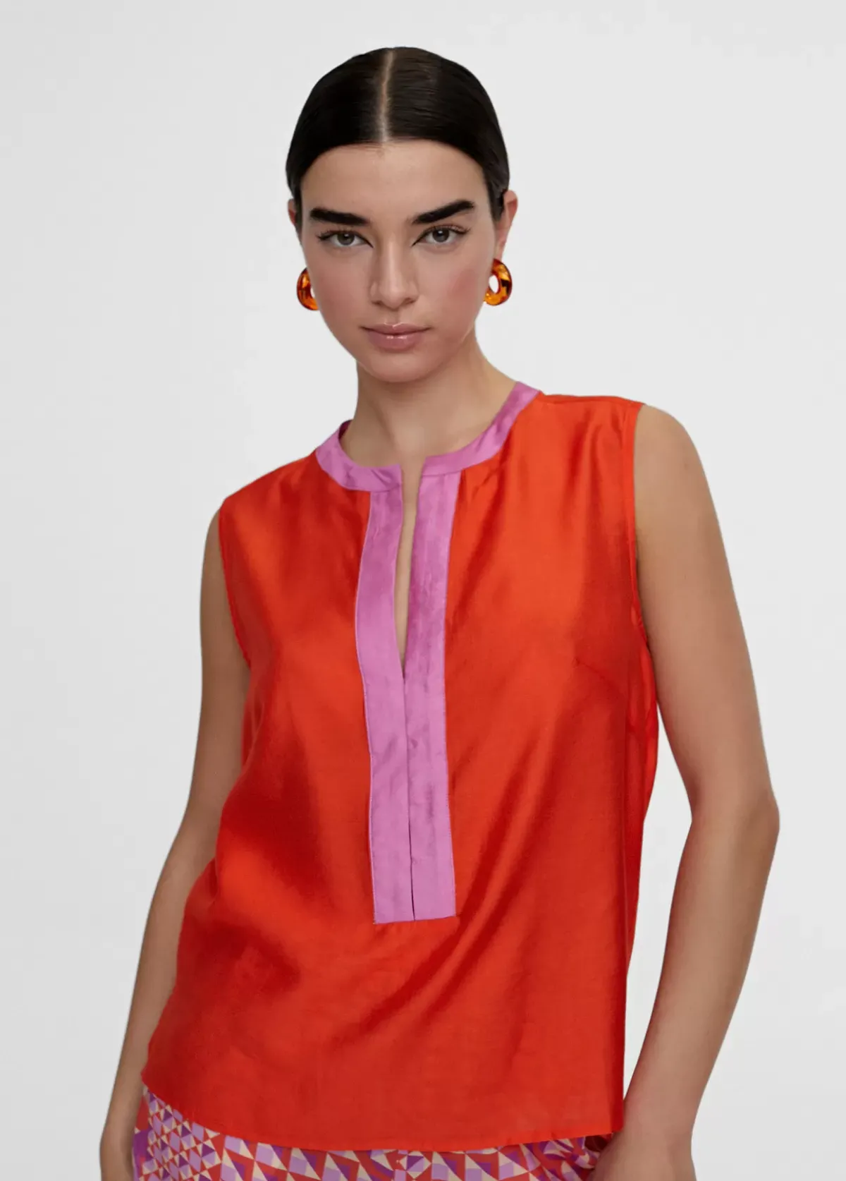 New Top bicolor con aberturas Camisas Y Blusas|Camisetas Y Tops