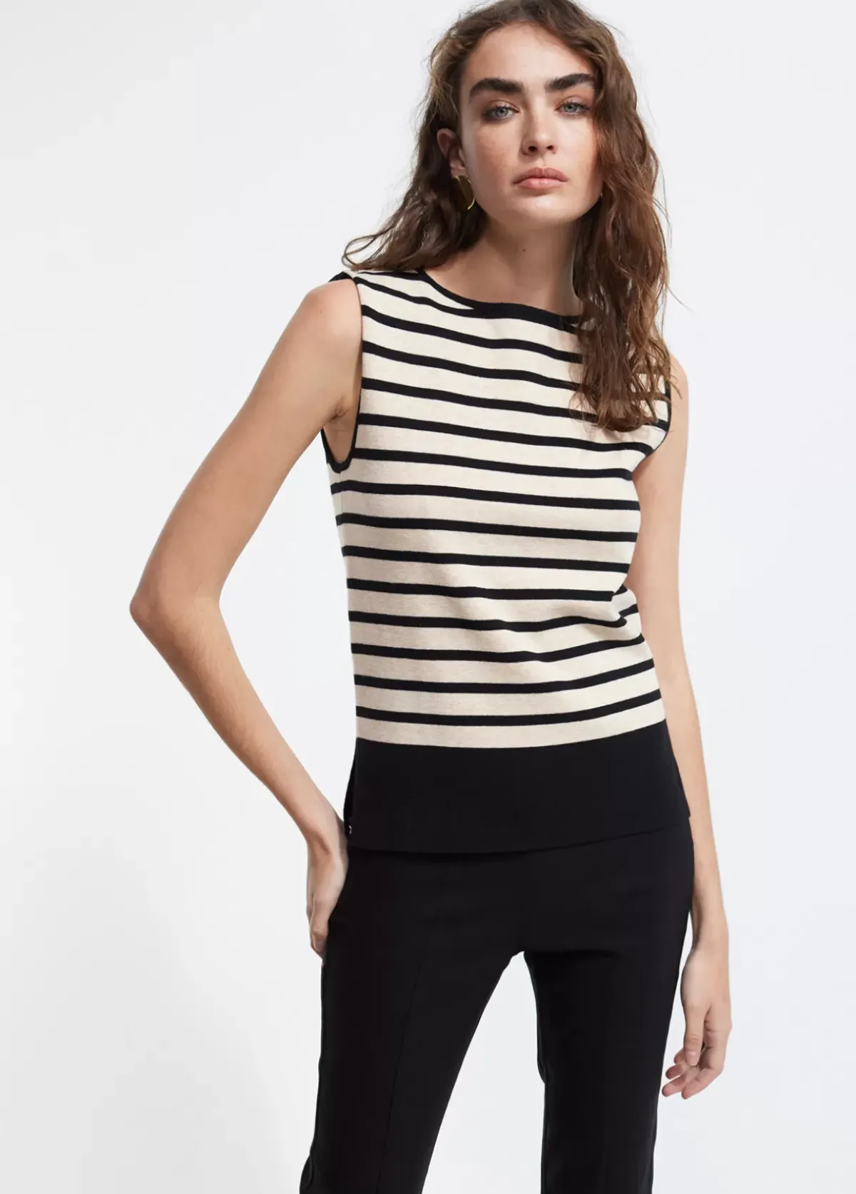 Top punto rayas Camisetas Y Tops|Punto