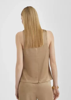 Best Top satinado con drapeado Camisetas Y Tops