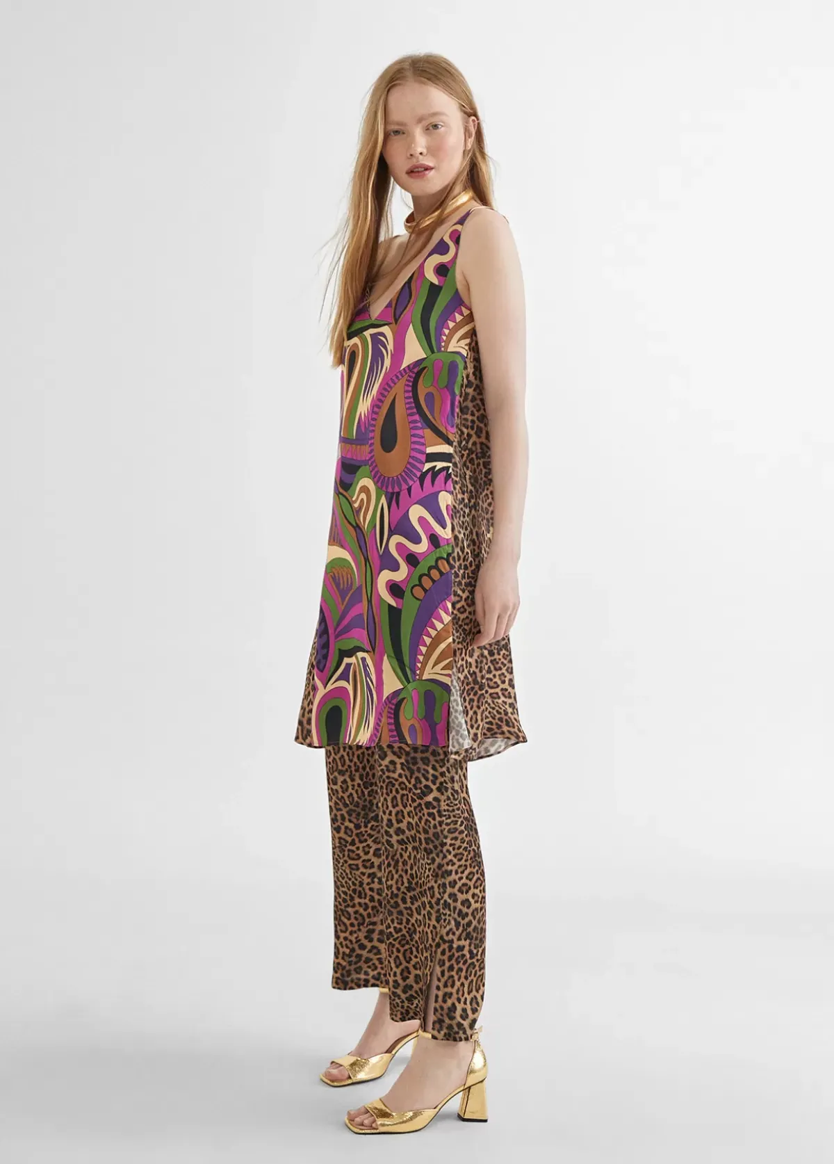 Sale Vestido estampado animal combinado Vestidos Y Faldas