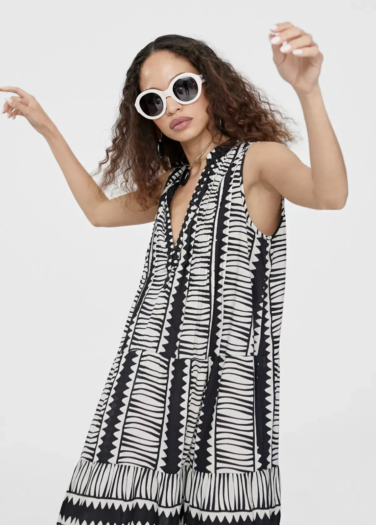 Vestido largo estampado étnico Baño