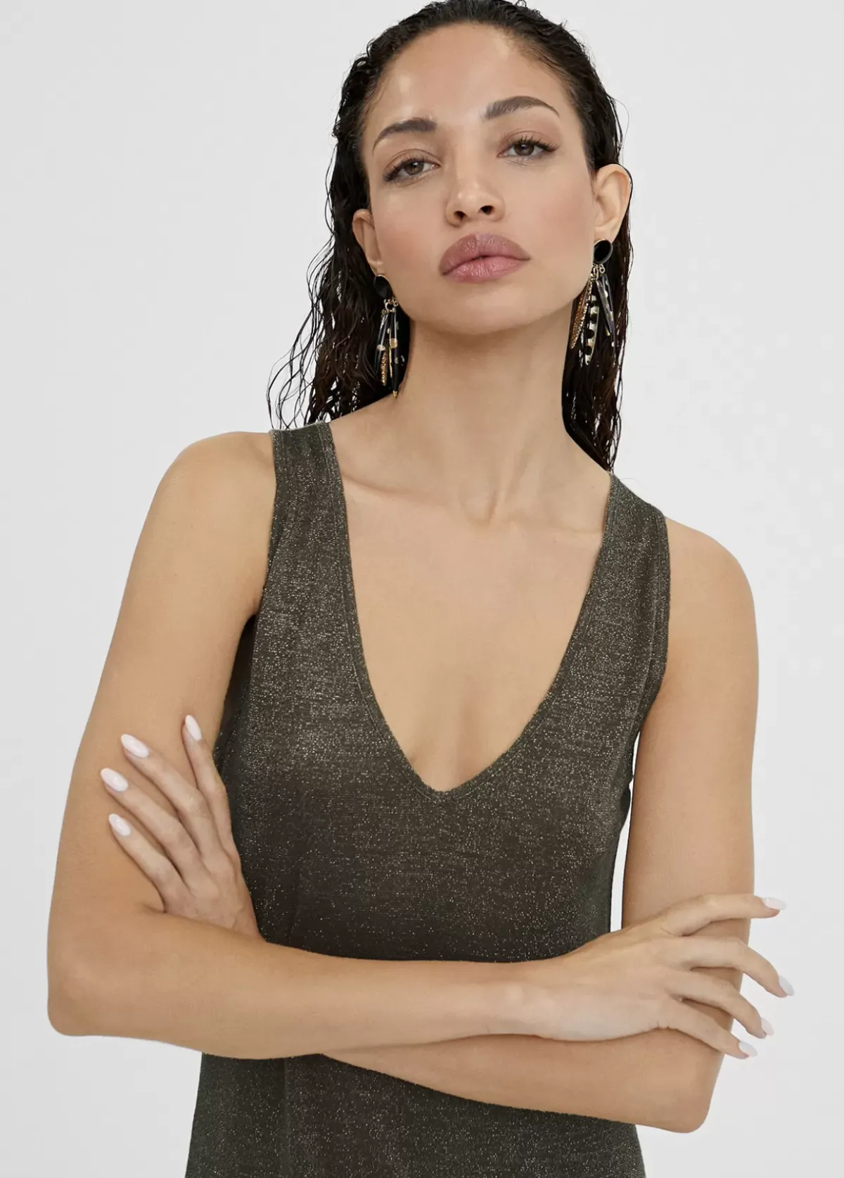 Sale Vestido largo y dorado Vestidos Y Faldas|Punto