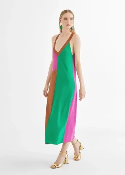 Hot Vestido largo tricolor Vestidos Y Faldas|Punto