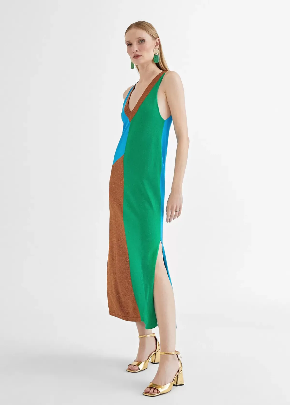 Best Vestido largo tricolor Vestidos Y Faldas|Punto