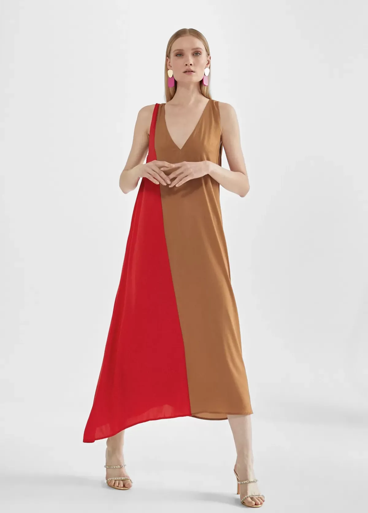 Vestido midi bicolor Vestidos Y Faldas