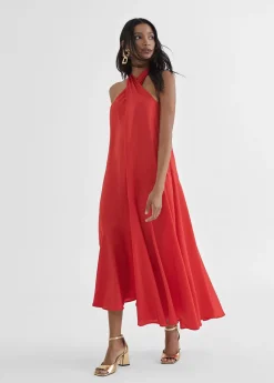 Best Vestido midi cuello halter cruzado Vestidos Y Faldas