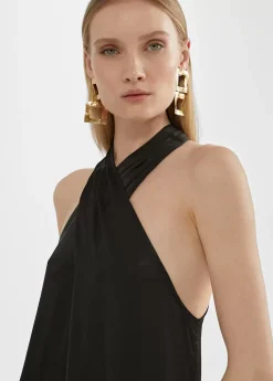 Vestido midi cuello halter cruzado Vestidos Y Faldas