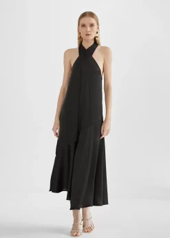 Vestido midi cuello halter cruzado Vestidos Y Faldas