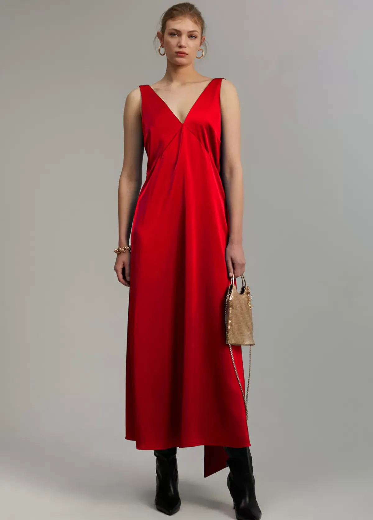 Best Vestido midi satén Vestidos Y Faldas