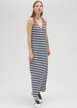 Outlet Vestido rayas midi de algodón 100% - Lola Casademunt Vestidos Y Faldas